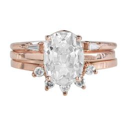 Ovaler Verlobungsring Set Alter Minenschliff Diamant Goldschmuck 8,60 Karat