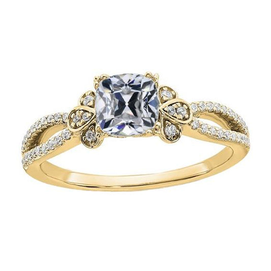 Rund & Kissen alter Bergmann Diamantring Split Schaft Gelbgold 4 Karat - harrychadent.ch