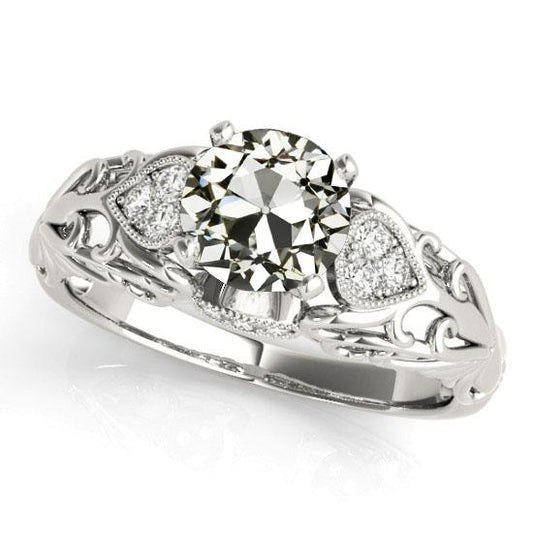 Runder alter Bergmann Diamant Ehering im antiken Stil 4 Karat - harrychadent.ch