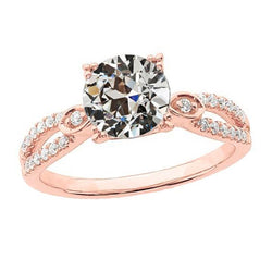 Runder alter Bergmann Diamant Ehering Split Shank 3,75 Karat Gold
