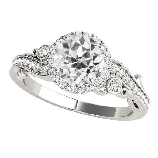 Runder alter Bergmann Diamantring 3 Steine Stil 4,50 Karat Milgrain Shank - harrychadent.ch