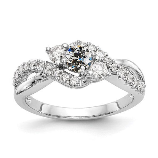 Runder alter Bergmann Diamantring 3 Steine Stil Twisted Shank 2,75 Karat - harrychadent.ch