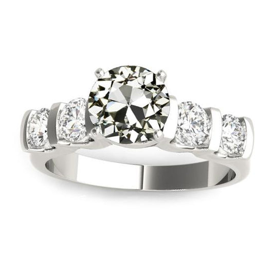 Runder alter Bergmann Diamantring 5 Stein-Zinken-Steg-Set 5 Karat - harrychadent.ch