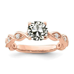 Runder alter Bergmann Diamantring Infinity Prong Set 2,50 Karat 14K Gold