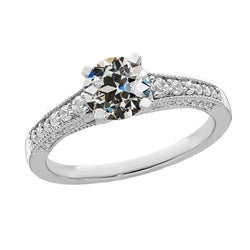 Runder alter Bergmann Diamantring Krappenset Milgrain Schaft 4,50 Karat
