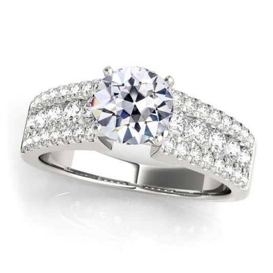 Runder alter Bergmann Diamantring pflastern dreireihige Akzente 5 Karat - harrychadent.ch