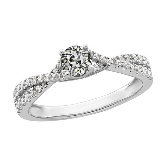 Runder alter Bergmann Diamantring verdrehter Krappensatz 3 Karat Goldschmuck - harrychadent.ch