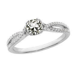 Runder alter Minenschliff Diamant-Verlobungsring mit geteiltem Schaft 3 Karat