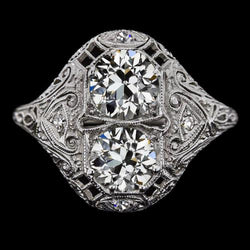 Runder alter Minenschliff Diamantring im antiken Stil 3,50 Karat Filigran