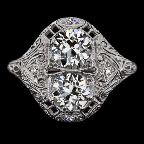 Runder alter Minenschliff Diamantring im antiken Stil 3,50 Karat Filigran - harrychadent.ch