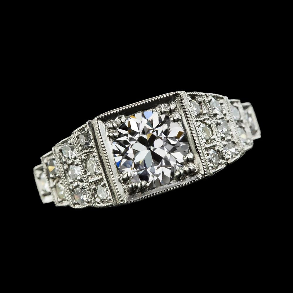 Runder alter Minenschliff Diamantring Milgrain Shank Goldschmuck 3,50 Karat - harrychadent.ch