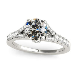 Runder alter Minenschliff Diamantring Split Shank Schmuck 4 Karat
