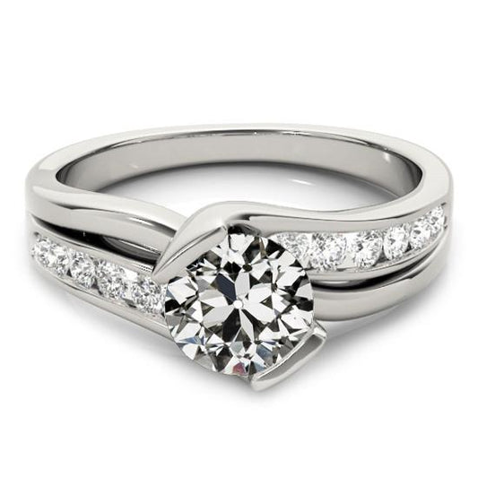 Runder alter Minenschliff Diamantring Twisted Style Bar Set 3,50 Karat - harrychadent.ch