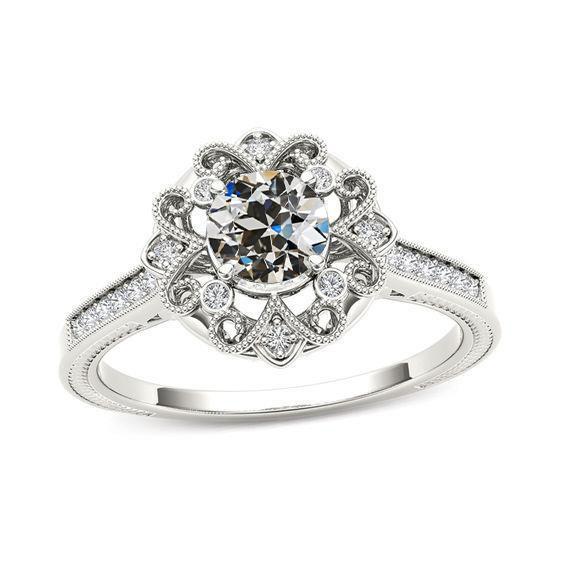 Runder Altschliff Diamant Ehering Blume Antik-Stil 2.25 Karat - harrychadent.ch