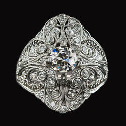 Runder Altschliff-Diamant-Fancy-Ring im antiken Stil 4 Karat Milgrain