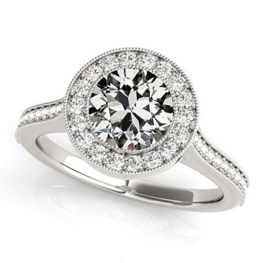 Runder Altschliff Diamant Halo Ehering 4,50 Karat Weißgold - harrychadent.ch