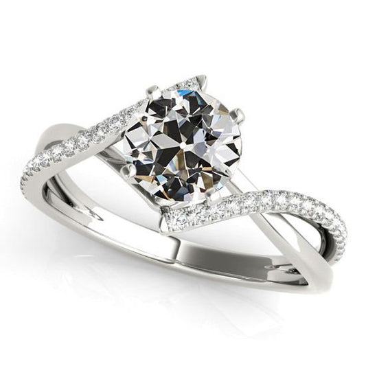 Runder Altschliff Diamantring Twisted Prong Split Shank 3.50 Karat - harrychadent.ch