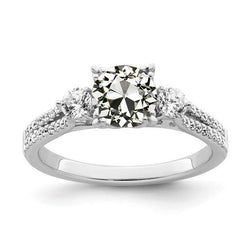 Runder Altschliff Diamantring Zweireihig Akzente 3 Steine Stil 4,50 Karat