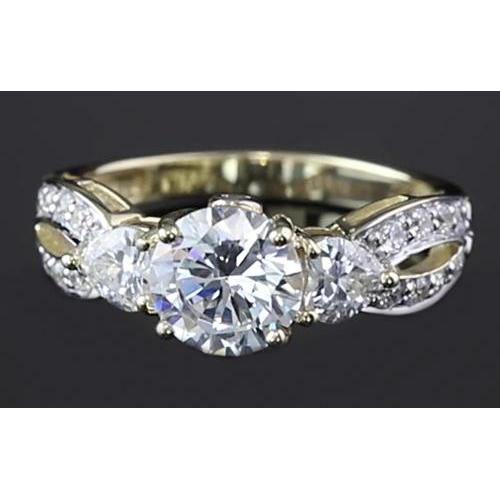 Runder Diamant-Verlobungsring mit verdrehtem Schaft 3,25 Karat