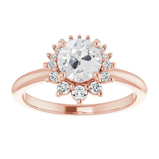 Runder Halo-Verlobungsring alter Bergmann Diamanten 3,25 Karat Schmuck - harrychadent.ch