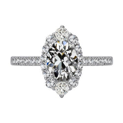 Runder & Ovaler alter Bergmann Diamant Halo Verlobungsring 7,50 Karat