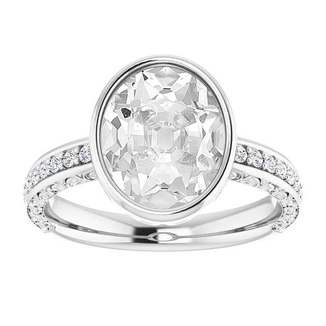 Runder & Ovaler Altschliff Diamant Ring Lünette Set 7,25 Karat Damenschmuck - harrychadent.ch