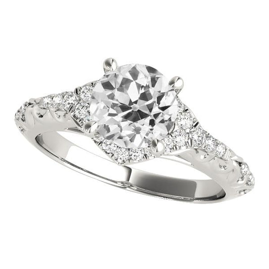 Runder Verlobungsring Alter Minenschliff Diamanten Schmuck 4 Karat Weißgold - harrychadent.ch