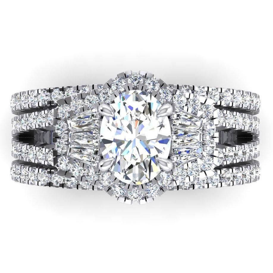4.50 Karat Diamant-Jubiläumsring im Ovalschliff mit geteiltem Schaft