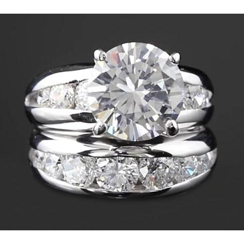 5 Karat Diamant-Verlobungsring-Set rundes Weißgold 14K
