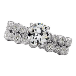 Damen Verlobungsring Set Alter Minenschliff Diamant Vintage-Stil 5 Karat