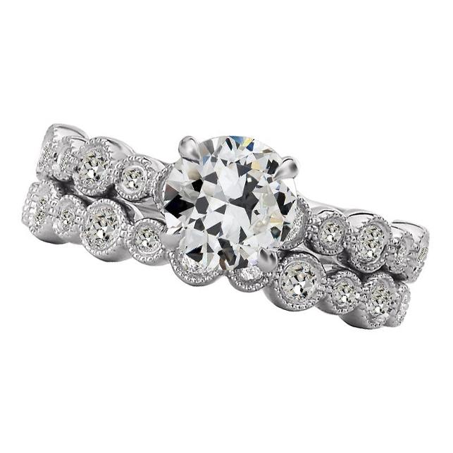 Damen Verlobungsring Set Alter Minenschliff Diamant Vintage-Stil 5 Karat - harrychadent.ch