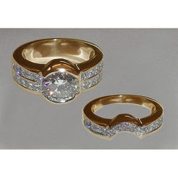 Diamant-Verlobungsring antiker Ring & Band 6,50 ct. Gelbes Gold