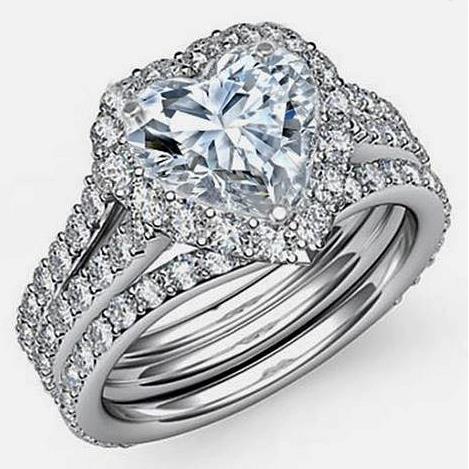 Halo-Ring mit Herz und rundem Diamanten 7,75 Karat Weißgold - harrychadent.ch