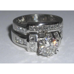 Prinzessin und runder Diamantring Verlobungsset 6,61 Karat