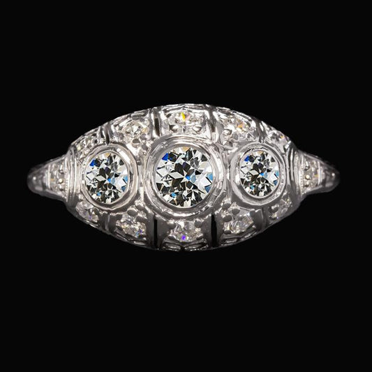 Runder alter Bergmann Diamantring im Vintage-Stil 4,25 Karat Milgrain Shank - harrychadent.ch