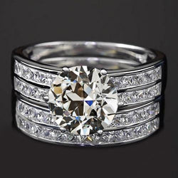 Verlobungsring Set Alter Minenschliff & Prinzessin Diamanten 5 Karat Gold 14K