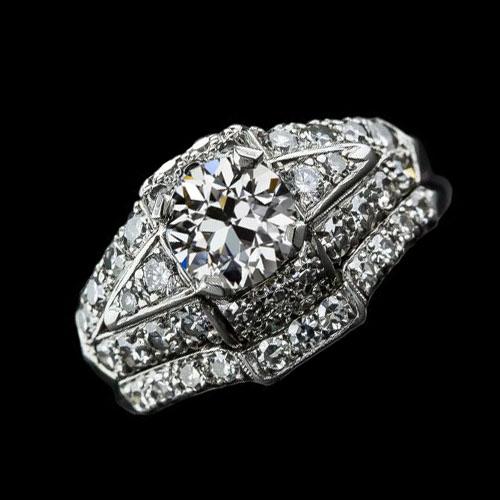 Verlobungsring-Set Altschliff Diamanten Split Shank 4,25 Karat - harrychadent.ch