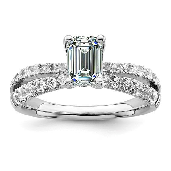 Smaragd-Diamant-Verlobungsring mit Akzenten Gold Split Shank 4 Karat - harrychadent.ch