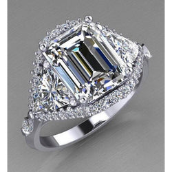 Smaragd Trillion Diamant Verlobungsring 3,95 Karat Brillantschliff