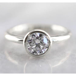 Solitär-Diamant-Verlobungsring 1 Karat Weißgold 14K Lünettenfassung