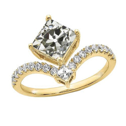 Verlobungsring Enhancer Kissen alter Bergmann Diamant 5 Karat Gold 14K