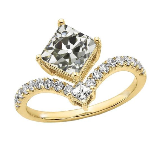 Verlobungsring Enhancer Kissen alter Bergmann Diamant 5 Karat Gold 14K - harrychadent.ch