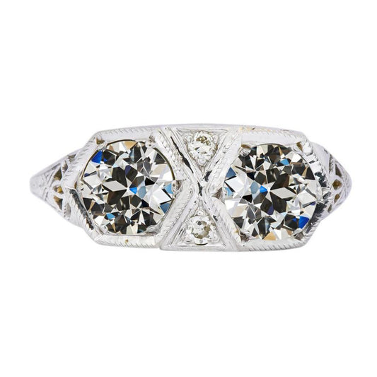 Verlobungsring im Vintage-Stil runder alter Minenschliff Diamant 3,25 Karat - harrychadent.ch
