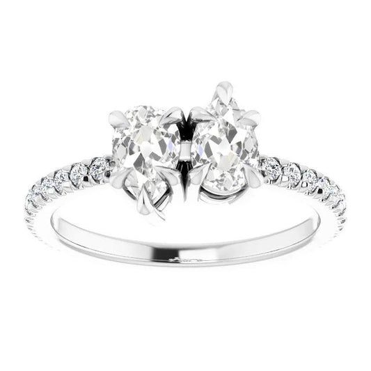 Verlobungsring rund & Birne alter Bergmann Diamantring Krappenset 4,50 Karat - harrychadent.ch