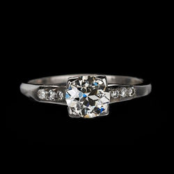 Verlobungsring runder alter Minenschliff Diamant 14K Gold 1,25 Karat