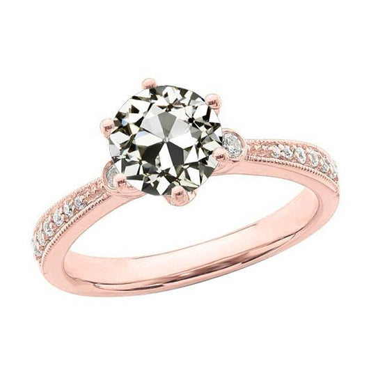 Verlobungsring runder alter Minenschliff Diamant 3,25 Karat Roségold - harrychadent.ch