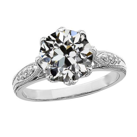 Verlobungsring runder alter Minenschliff Diamant 8 Krappen Set 3,75 Karat - harrychadent.ch