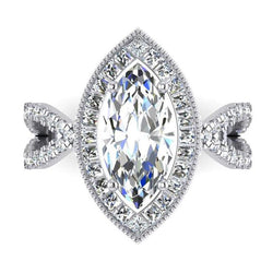 Weißgold Marquise Diamant Halo Verlobungsring 4,50 Karat Neu