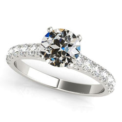 Weißgold Runder alter Minenschliff Diamantring 4 Karat Damenschmuck