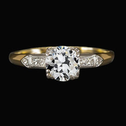 Zweifarbiger Ehering runder alter europäischer Diamant 2.50 Karat